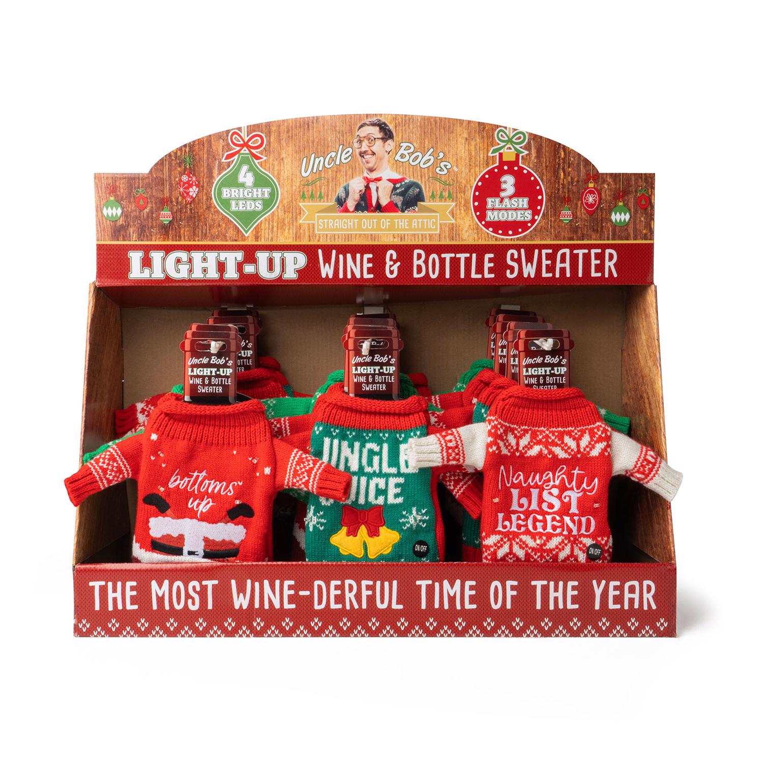 Uncle Bob's Light-Up Wine & Bottle Sweater 1 pk - Case of 24