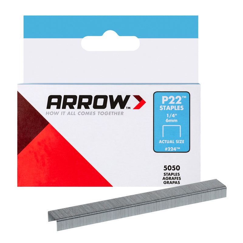 ARROW FASTENER - Arrow P22 7/16 in. W X 1/4 in. L 24 Ga. Medium Crown Staples 5050 pk