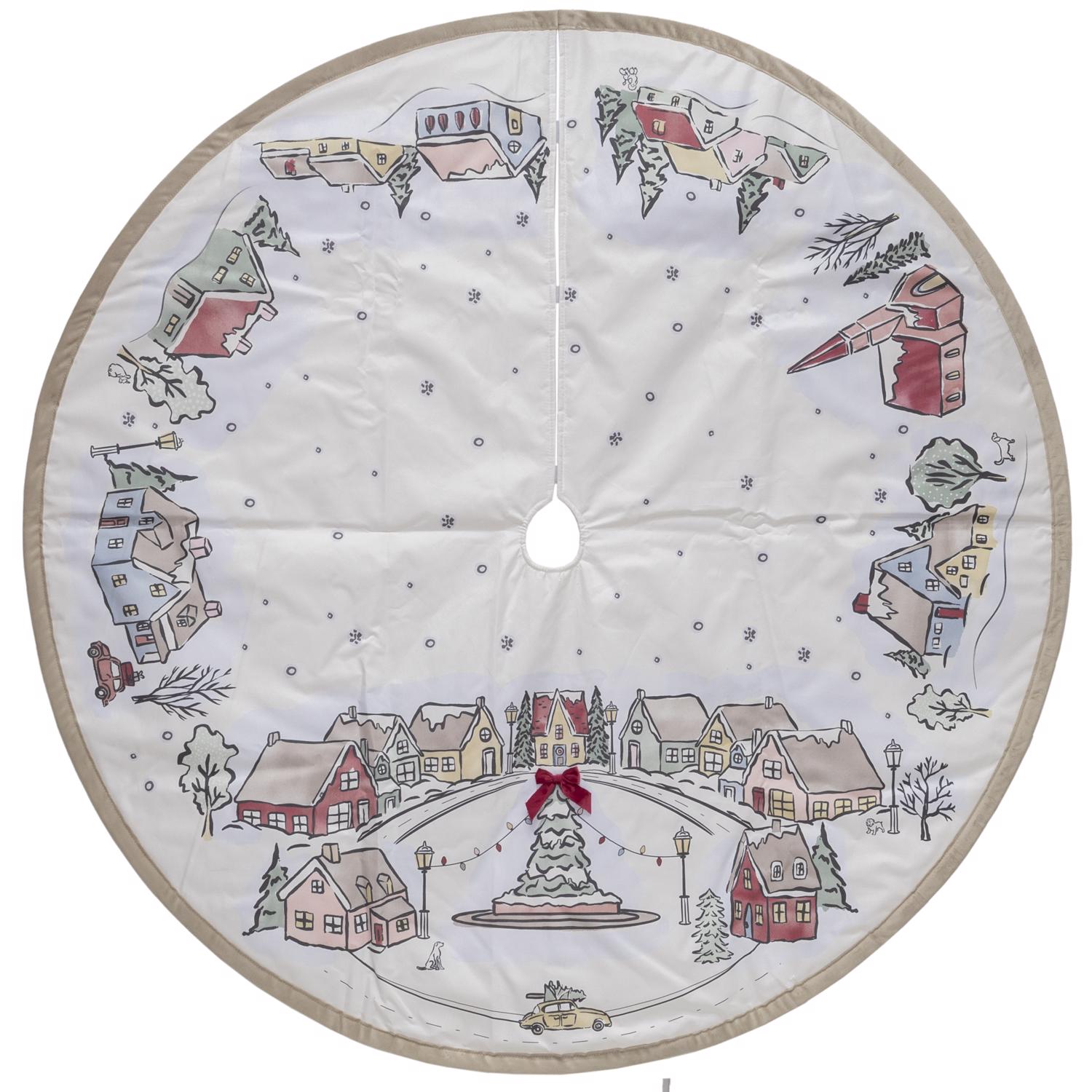 Dyno White/Warm Gray Tree Village Tree Skirt - Case of 4