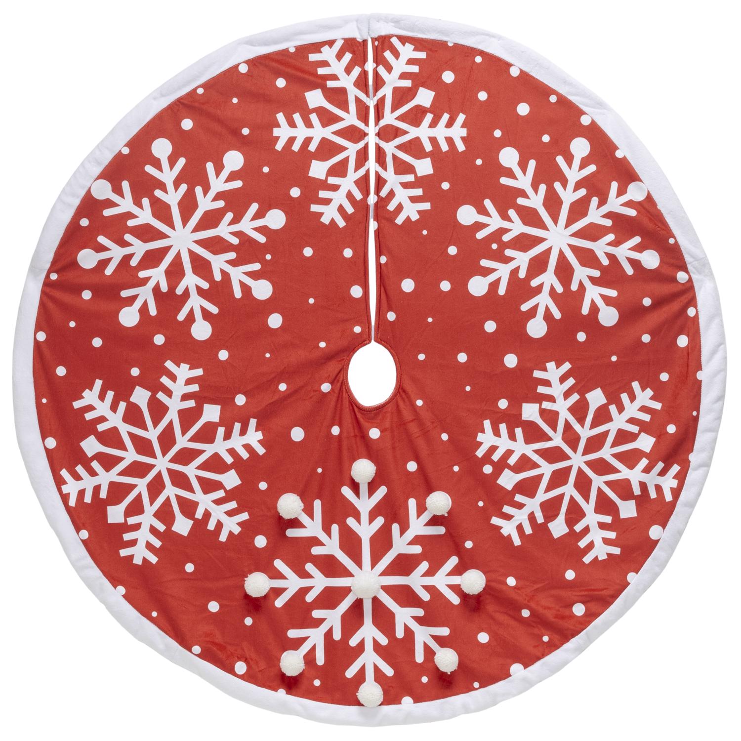 Dyno Red/White Large Snowflake Printed Tree Skirt - Case of 4