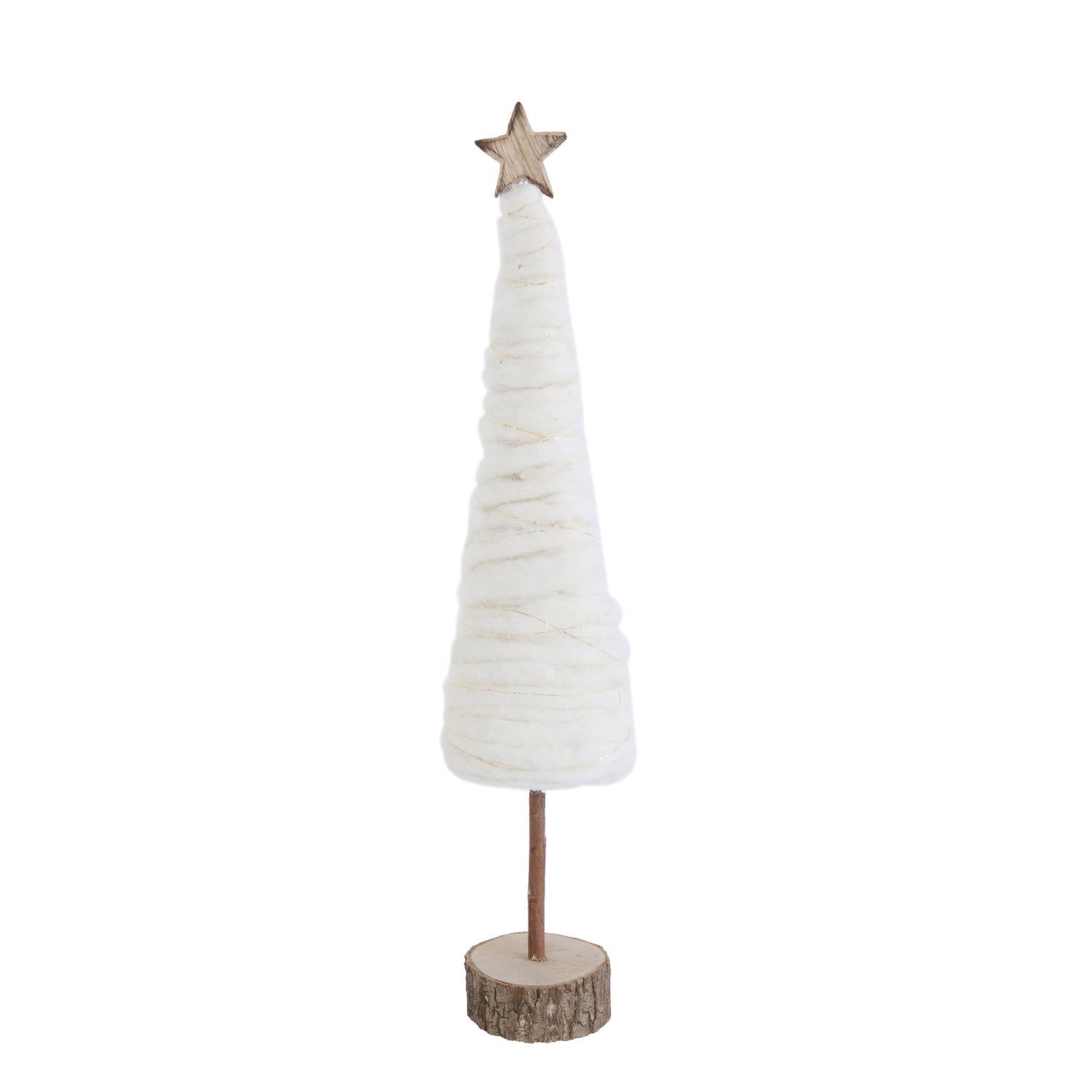 Creative Co-Op Cream Christmas Tree with Star and Wood Base Table Decor 18 in. - Case of 4