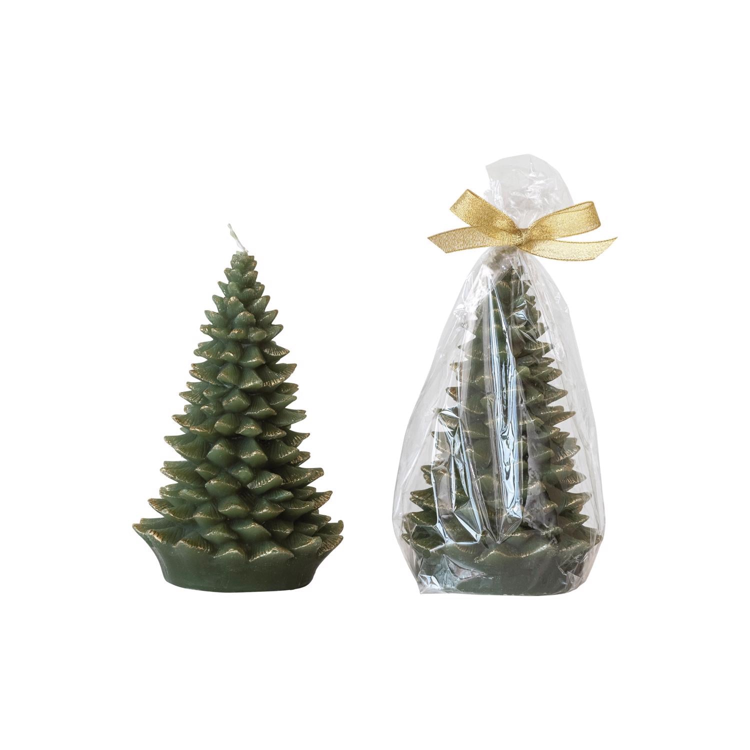 Creative Co-Op Green Unscented Tree Shaped Candle - Case of 3