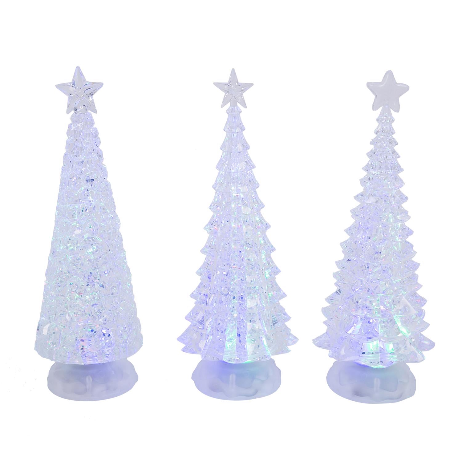 Gerson Clear Lighted Spinning Water Globe Trees Table Decor 13 in. - Case of 3