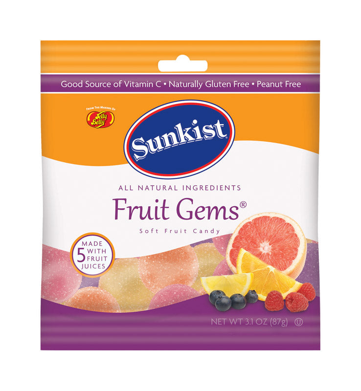 JELLY BELLY - Jelly Belly Sunkist Fruit Gems Assorted Chewy Candy 3.1 oz - Case of 12
