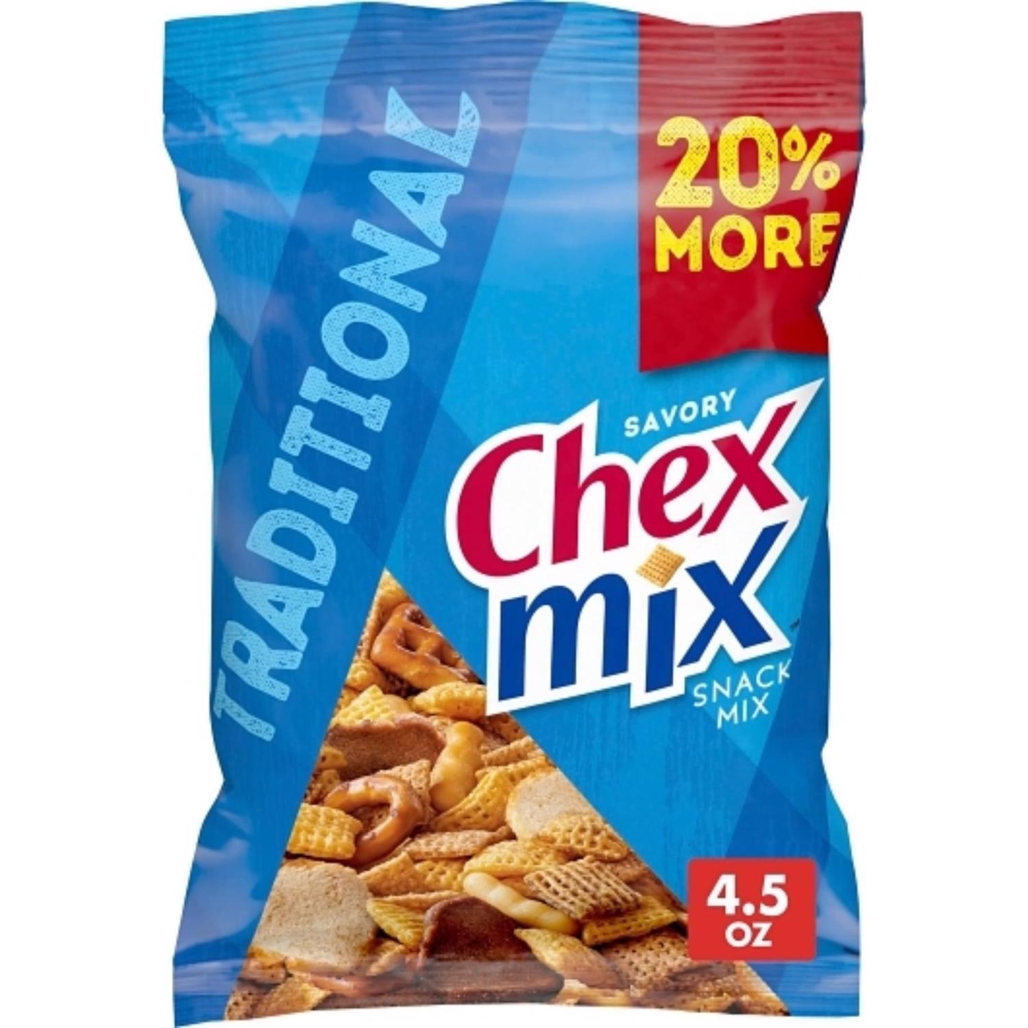 General Mills Chex Mix Savory Traditional Snack Mix 4.5 oz Bagged - Case of 8