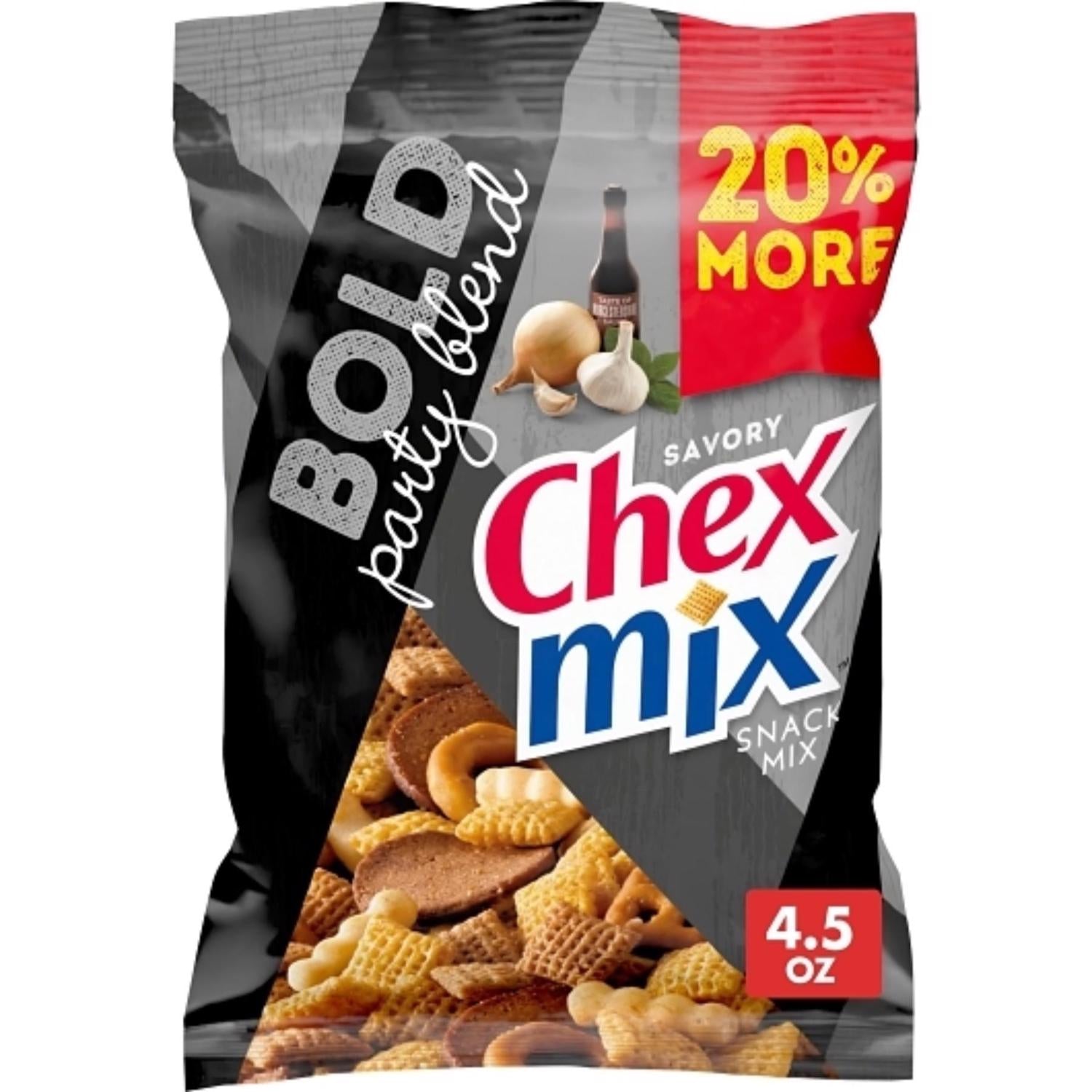 General Mills Chex Mix Savory Bold Snack Mix 4.5 oz Bagged - Case of 8