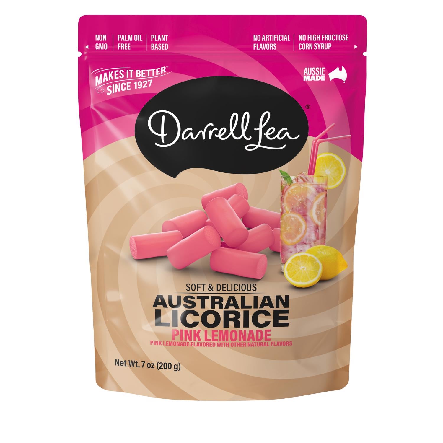 Darrell Lea Pink Lemonade Licorice Candy 7 oz - Case of 8