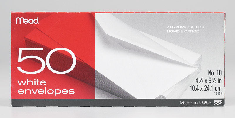 MEAD - Mead 9.5 in. W X 4.12 in. L No. 10 White Envelopes 50 pk - Case of 24
