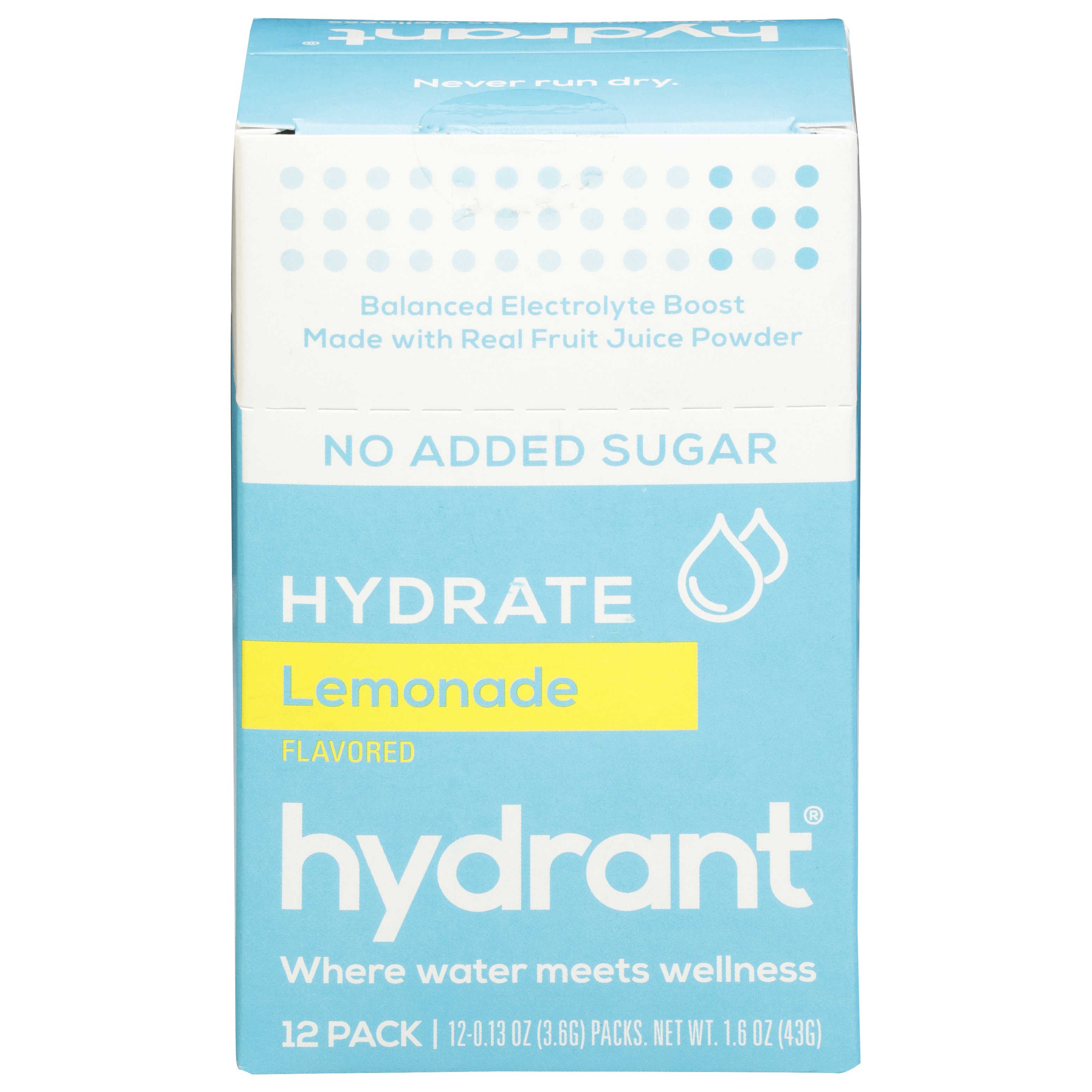 Hydrant Hydrate Lemonade Flavored Electrolyte Drink Mix 12 - 0.13 oz Packs - Case of 1