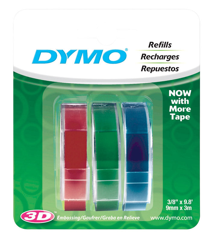 DYMO - Dymo Self-Adhesive 3/8 in. W X 9.8 ft. L Blue/Green/Red Embossing Label Maker Tape