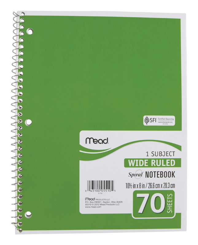MEAD - Mead 8 in. W X 10-1/2 in. L Wide Ruled Spiral Assorted Notebook - Case of 24 [5510]