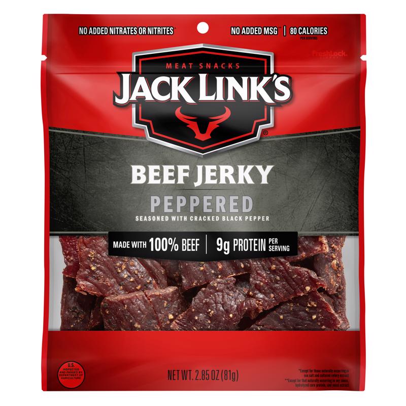 JACK LINK'S - Jack Link's Peppered Beef Jerky 2.85 oz Bagged - Case of 8