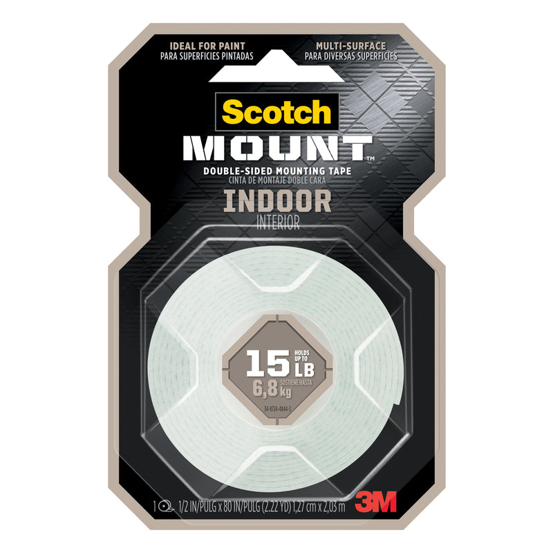 SCOTCH - 3M Scotch-Mount Double Sided 1/2 in. W X 80 in. L Mounting Tape White - Case of 6