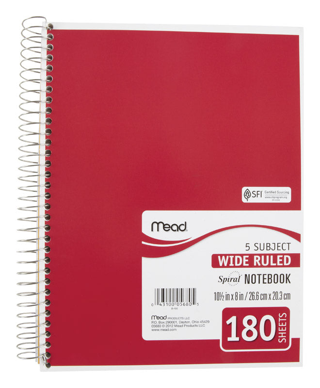 MEAD - Mead 8 in. W X 10-1/2 in. L Wide Ruled Spiral Assorted Notebook - Case of 12 [5680]