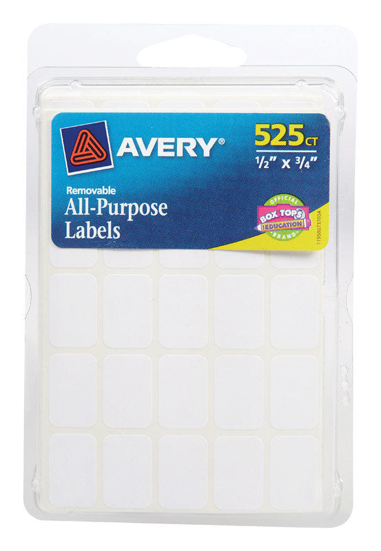 AVERY - Avery 1/2 in. H X 3/4 in. W Rectangular White Labels 525 pk - Case of 6