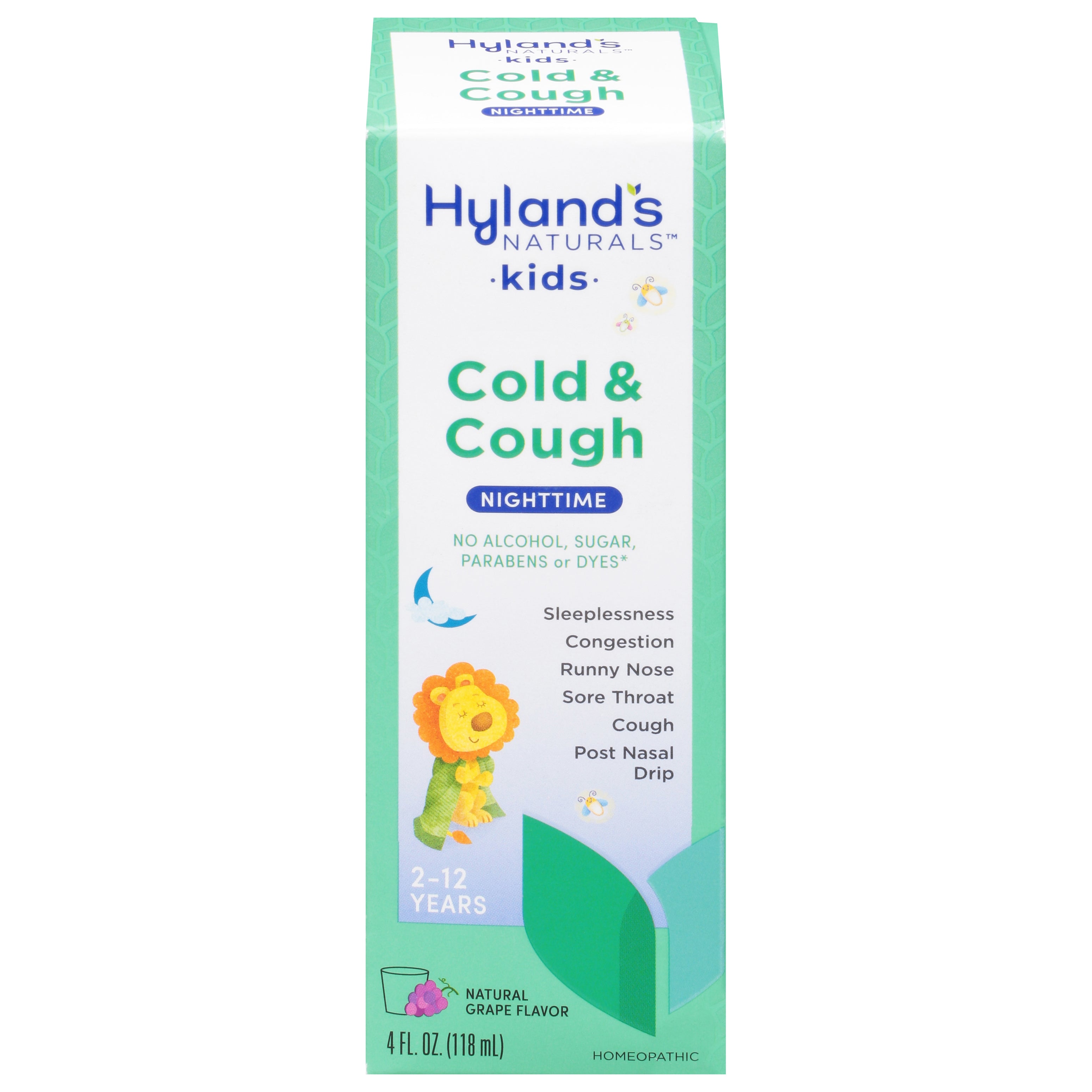 Hyland's Naturals Kids Nighttime Natural Grape Flavor Cold & Cough 4 fl oz - Case of 1