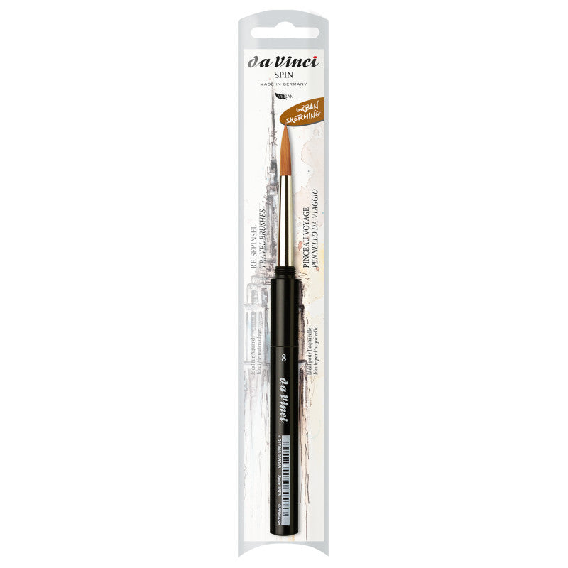 COSMOTOP-SPIN Pocket Travel Brush, Synthetic, Watercolor, Round, Series 1573, Size 8