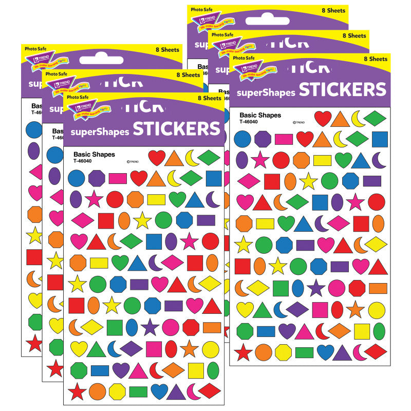 TREND - Basic Shapes superShapes Stickers, 800 Per Pack, 6 Packs