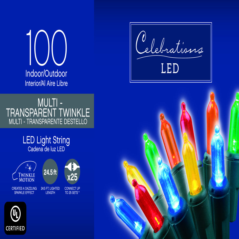 CELEBRATIONS - Celebrations LED M5 Multicolored 100 ct String Christmas Lights 24.75 ft.