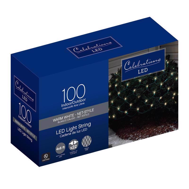 CELEBRATIONS - Celebrations Blue LED Mini Warm White 100 ct Net Christmas Lights 24 ft.