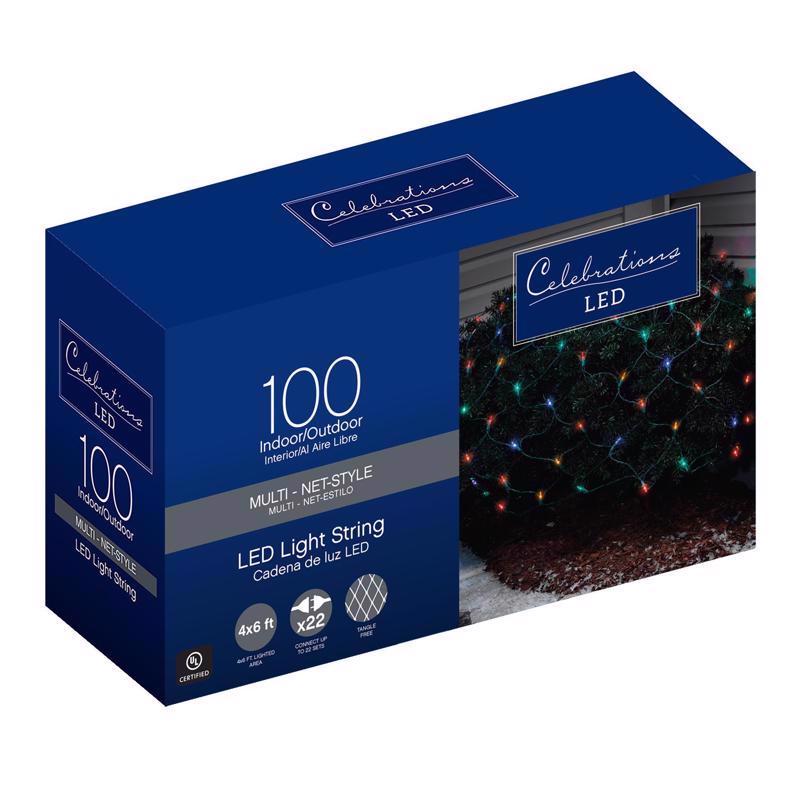 CELEBRATIONS - Celebrations Blue LED Mini Multicolored 100 ct Net Christmas Lights 24 ft.