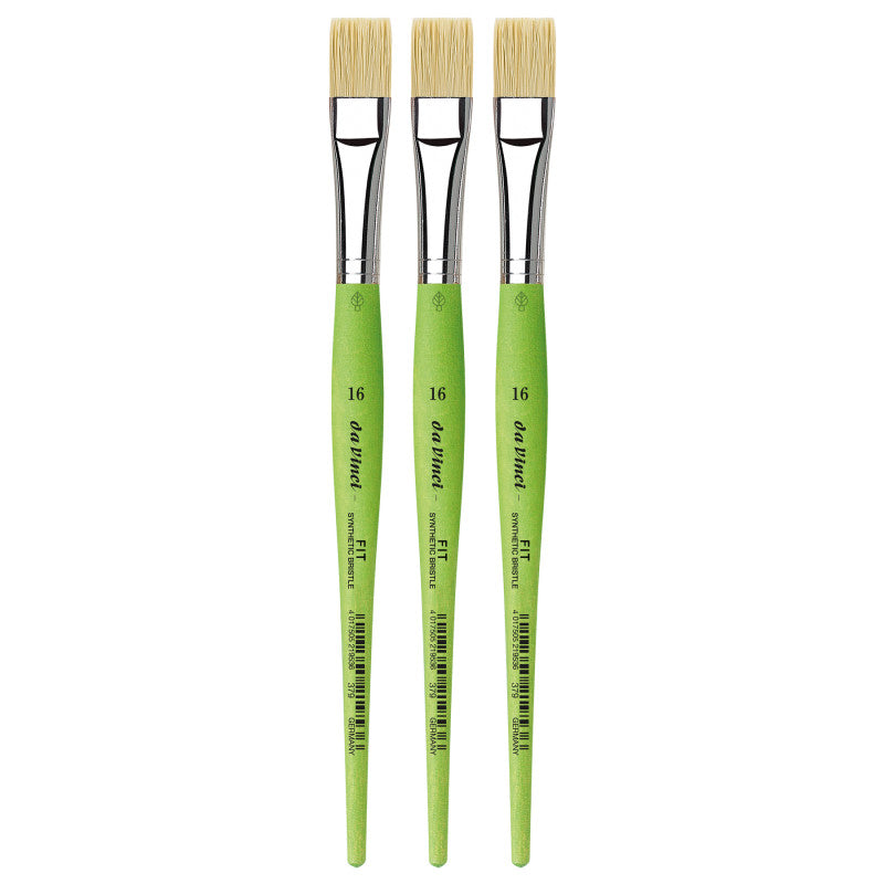 FIT Synthetics Student Brush, Synthetic, Acrylic & Oil, Flat, Series 379, Size 16, Pack of 3