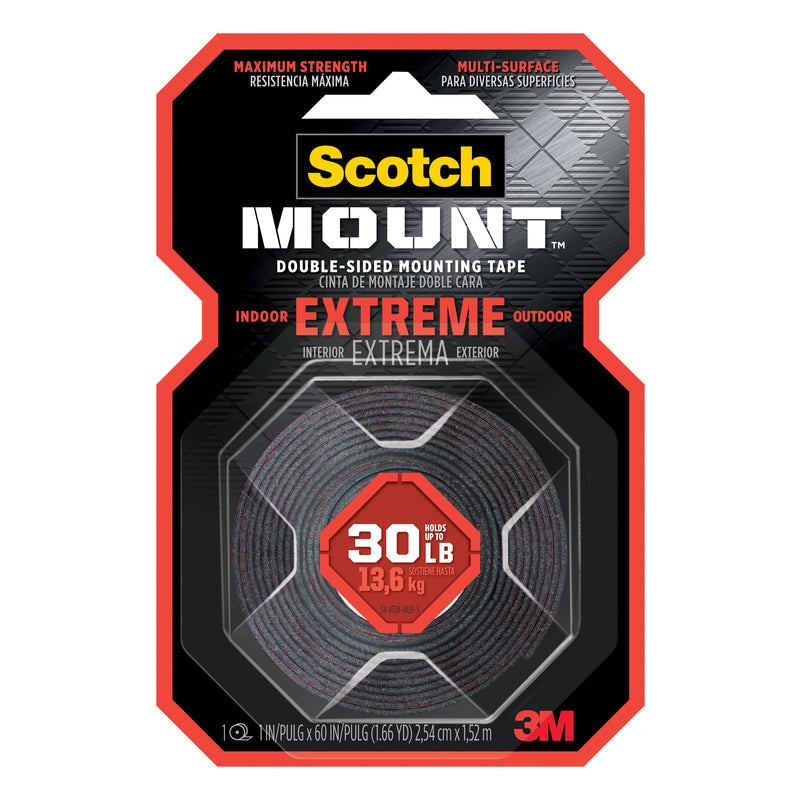 SCOTCH - 3M Scotch-Mount Double Sided 1 in. W X 60 in. L Mounting Tape Black