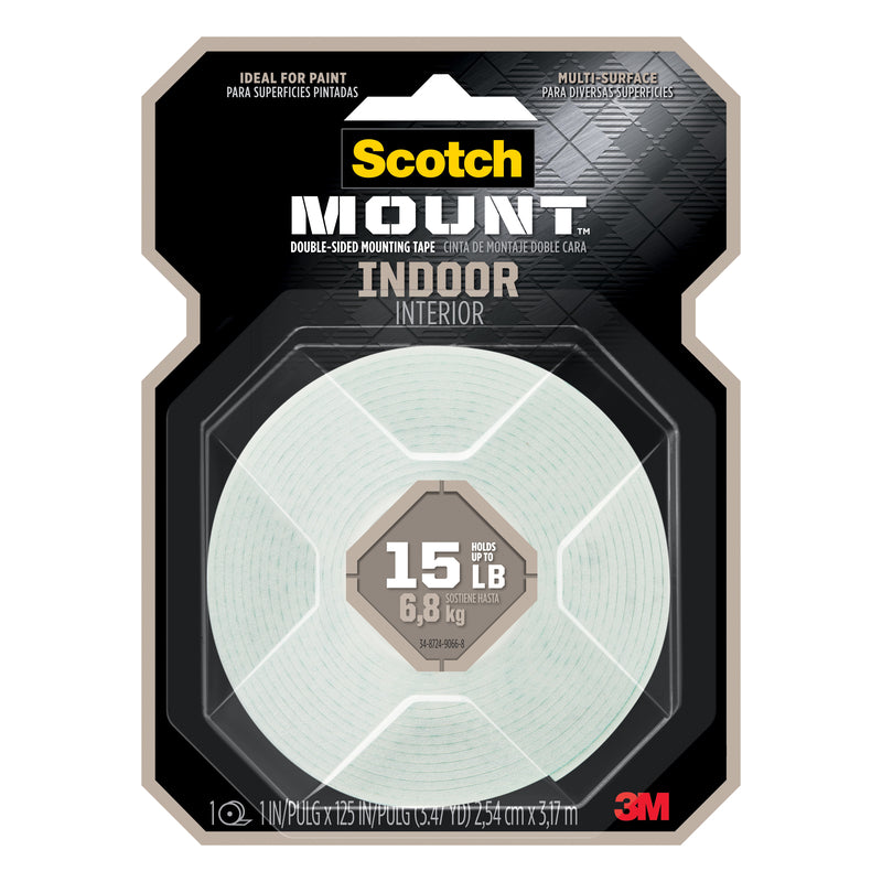 SCOTCH - Scotch Mount Double Sided 1 in. W X 125 in. L Mounting Tape White