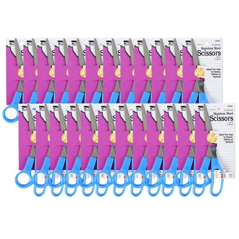 CHARLES LEONARD - Stainless Steel Scissors, 8", Pack of 24