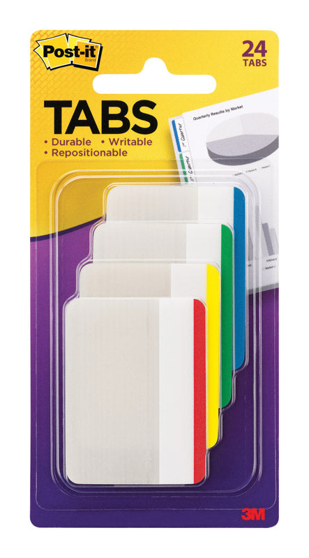 POST-IT - Post-it Tabs 2 in. W X 1.5 in. L Assorted Sticky Filing Tabs 4 pad