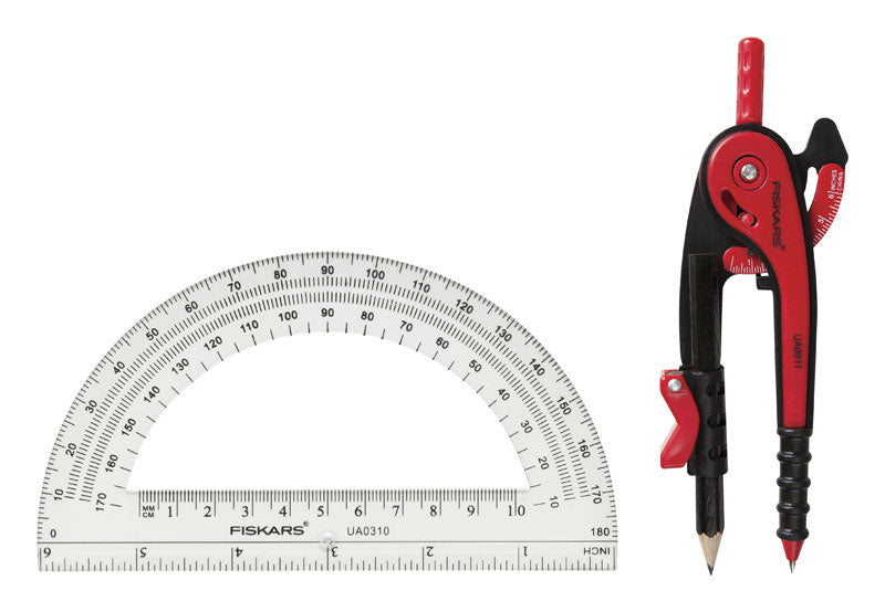 FISKARS - Fiskars 12 in. Pencil Compass with Protractor 3 pc