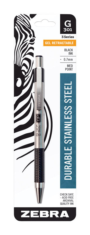 ZEBRA - Zebra G-301 Black Retractable Gel Pen 1 pk - Case of 6