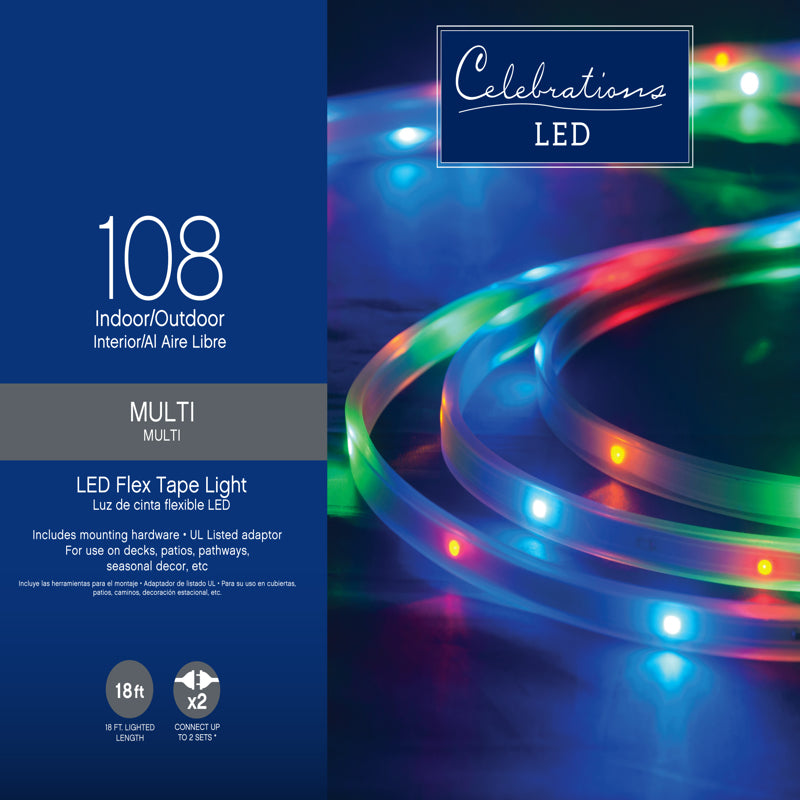 CELEBRATIONS - Celebrations LED Multicolored 108 ct Rope Christmas Lights 18 ft.