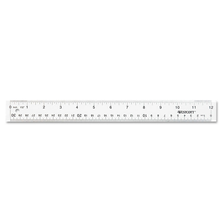 Westcott - Clear Flexible Acrylic Ruler, Standard/Metric, 12" Long, Clear