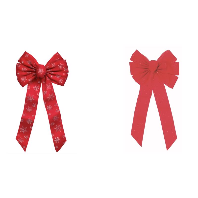 HOLIDAY TRIMS - Holiday Trims Red/Silver Fancy Glitter Christmas Bow 12 in. - Case of 12