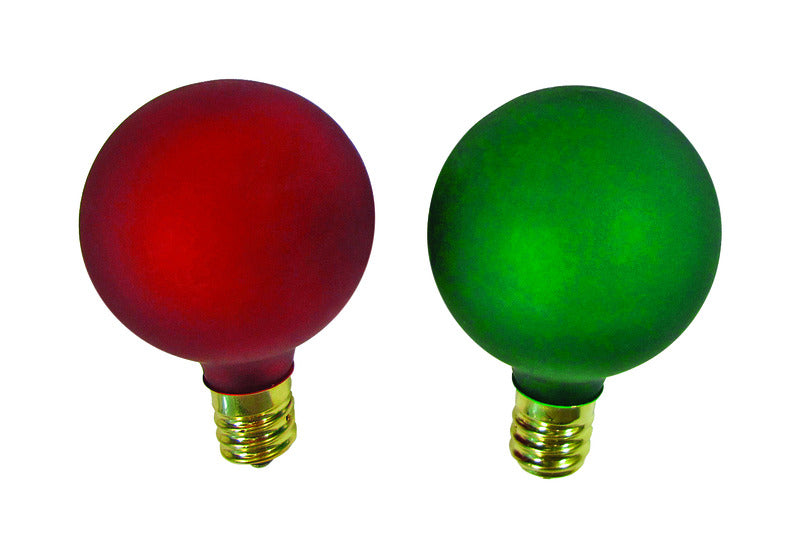 CELEBRATIONS - Celebrations Incandescent G40 Globe Green/Red 2 ct Replacement Christmas Light Bulbs