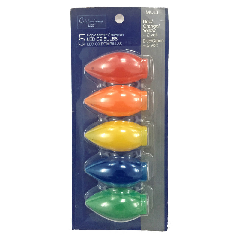 CELEBRATIONS - Celebrations LED C9 Multicolored 5 ct Replacement Christmas Light Bulbs [11231-71]