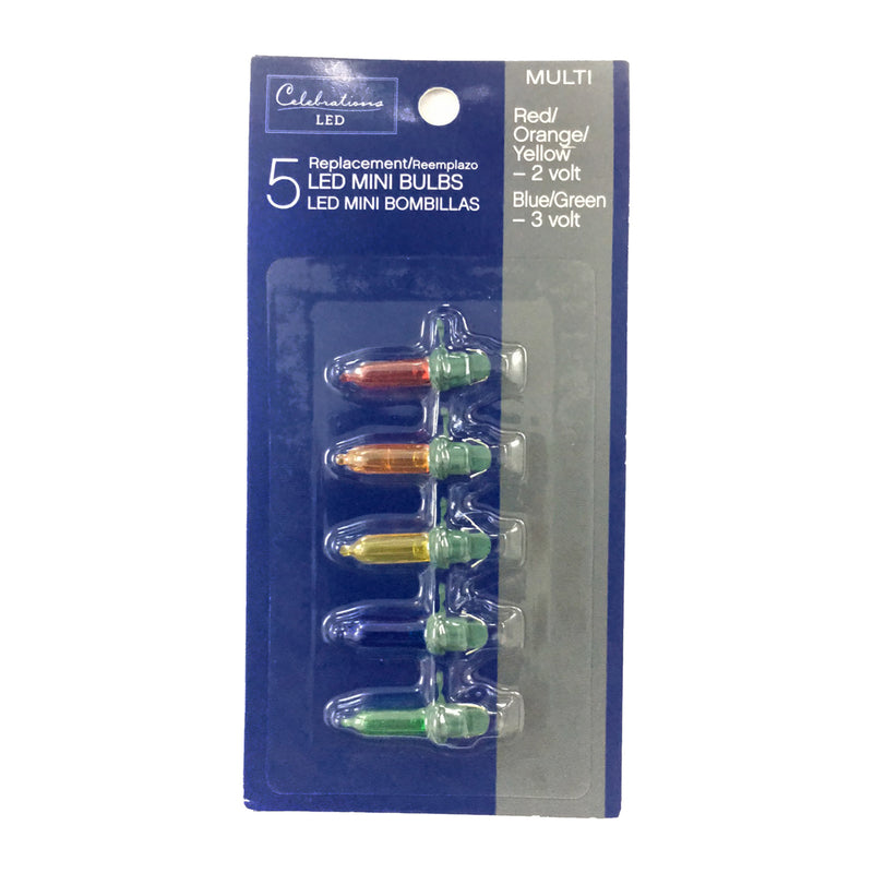 CELEBRATIONS - Celebrations LED Mini Multicolored 5 ct Replacement Christmas Light Bulbs