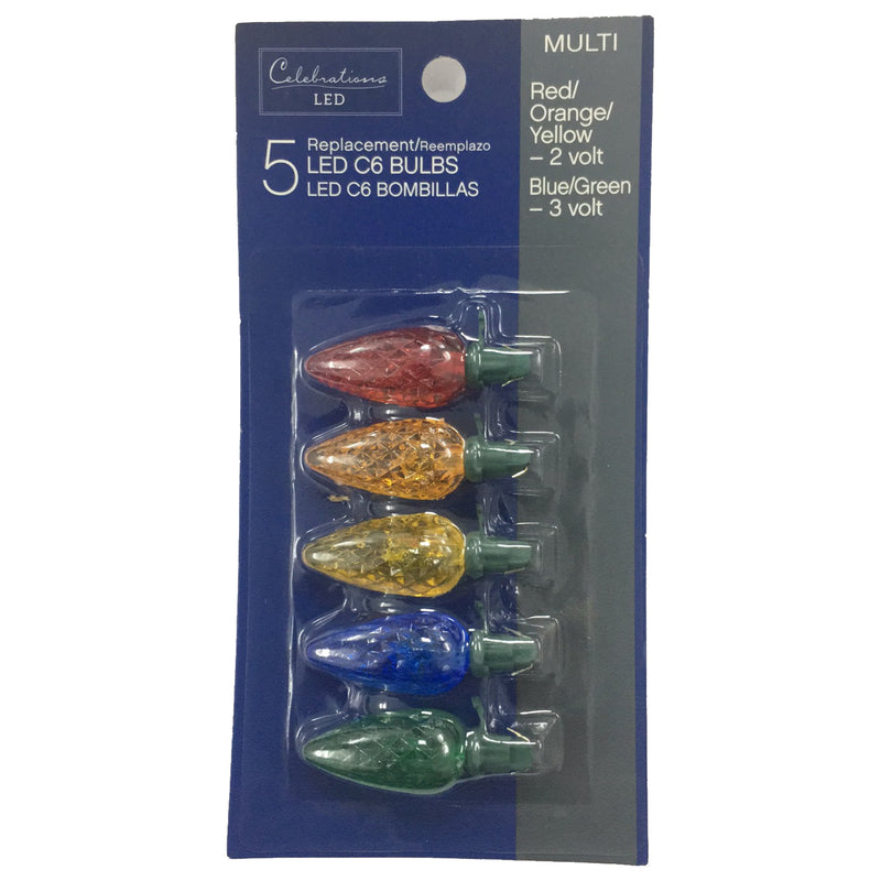 CELEBRATIONS - Celebrations LED C6 Multicolored 5 ct Replacement Christmas Light Bulbs