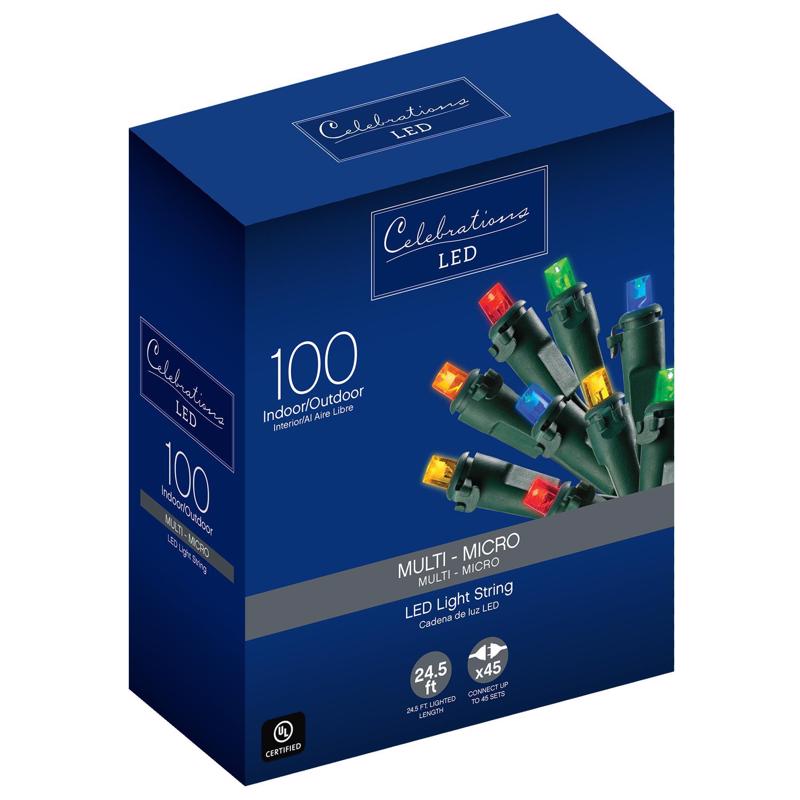 CELEBRATIONS - Celebrations LED Micro/5mm Multicolored 100 ct String Christmas Lights 24.5 ft. - Case of 12