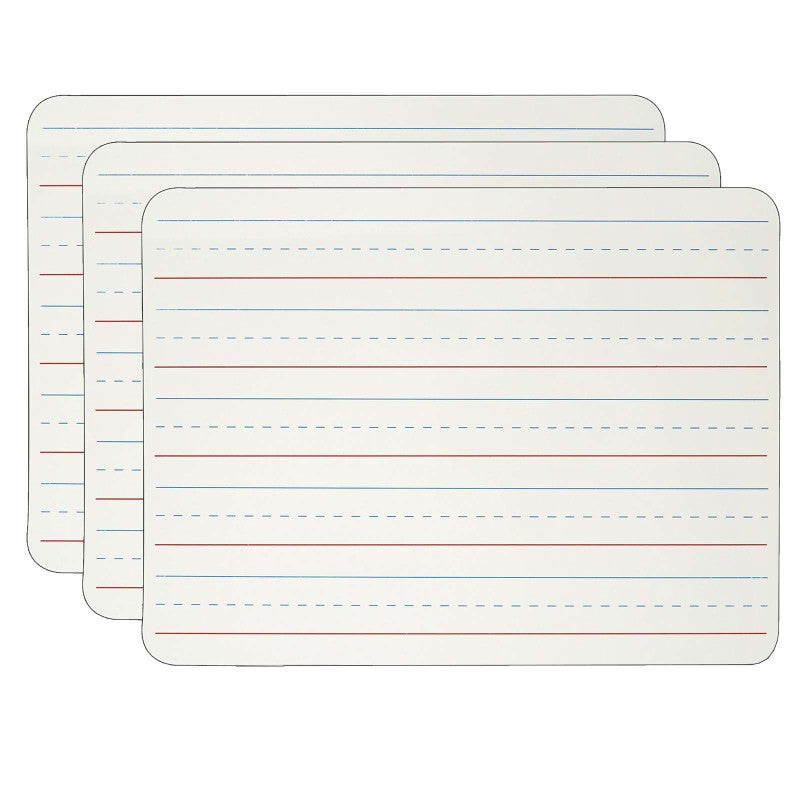 CHARLES LEONARD - Dry Erase Board, Two Sided Magnetic, Plain/Lined, Pack of 3