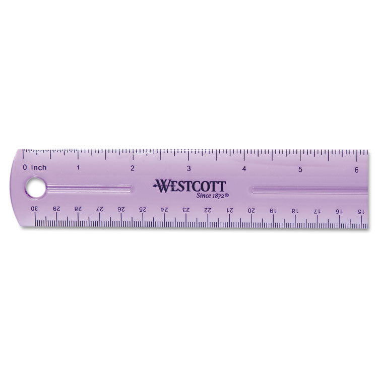 Westcott - 12" Jewel Colored Ruler, Standard/Metric, Plastic