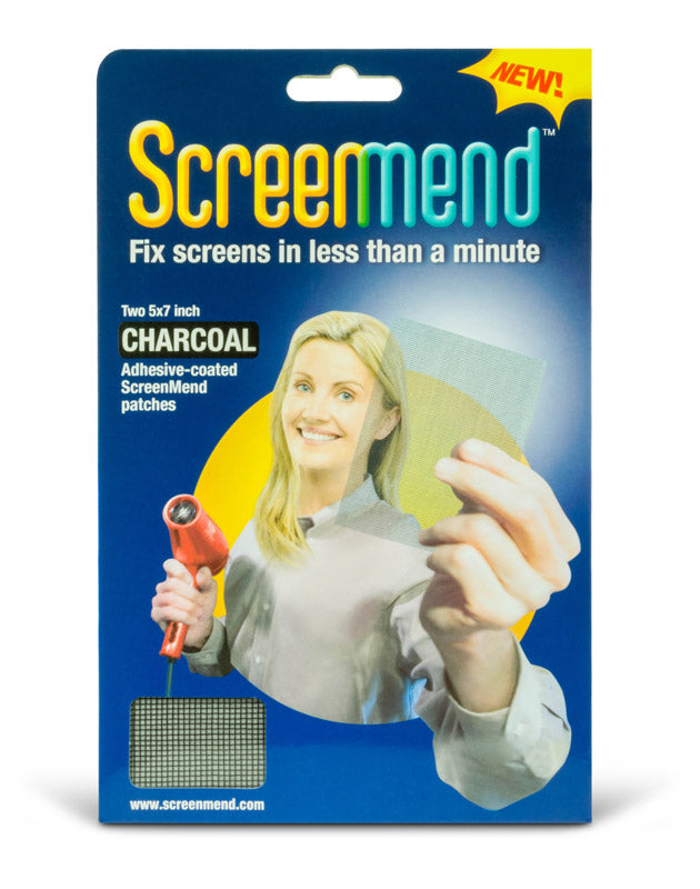 SCREEN MEND - Screenmend Charcoal Fiberglass Screen Repair Patch 5 in. W X 7 in. L 2 pk