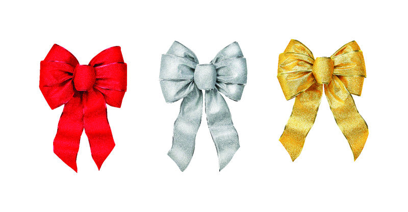 HOLIDAY TRIMS - Holiday Trims Assorted 7 Loop Christmas Bow 8.5 in. - Case of 12 [6166]