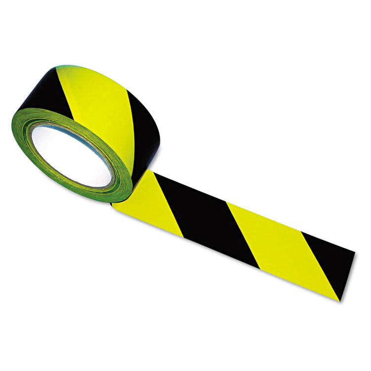 Tatco - Hazard Marking Aisle Tape, 2" x 108 ft, Black/Yellow