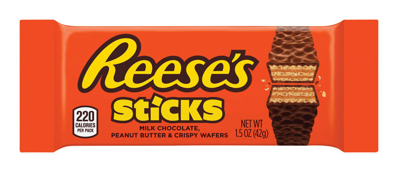 REESE'S - Reese's Sticks Crisp Wafer, Milk Chocolate, Peanut Butter Candy Bar 1.5 oz - Case of 20