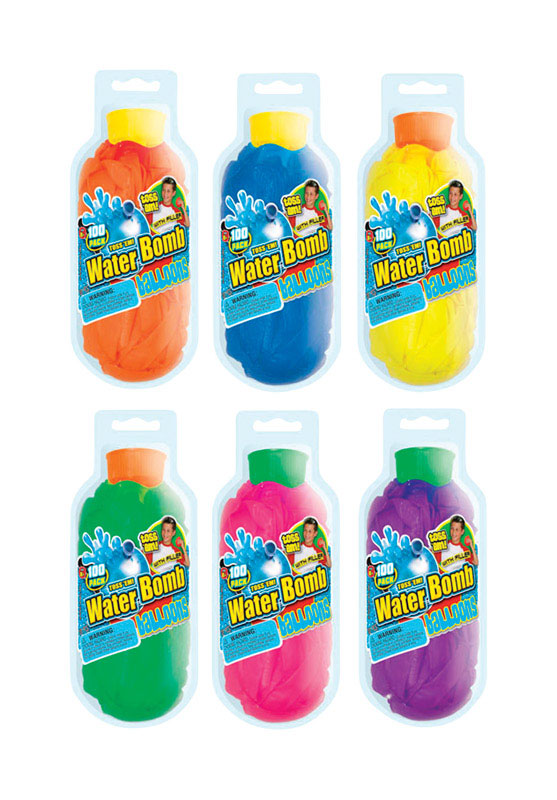 WATER BOMB - Water Bomb Water Balloons Rubber Assorted 100 pc - Case of 24