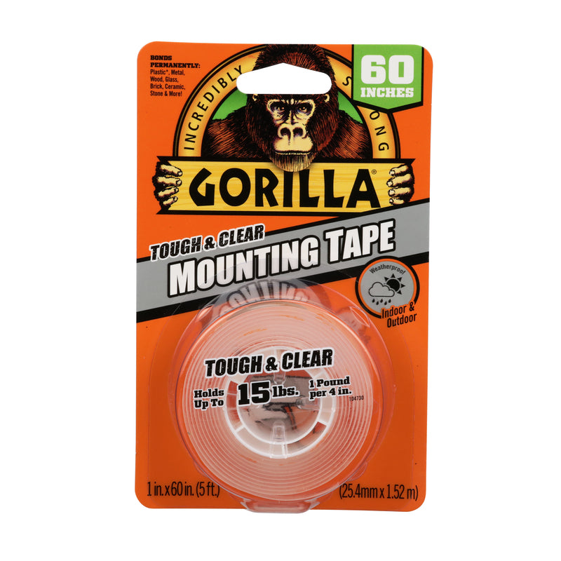 GORILLA - Gorilla Double Sided 1 in. W X 60 in. L Mounting Tape Clear - Case of 6