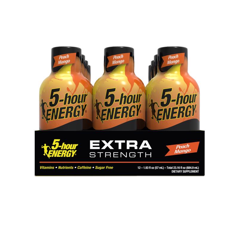 5-HOUR ENERGY - 5-Hour Energy Extra Strength Sugar Free Peach Mango Energy Shot 1.93 oz - Case of 12