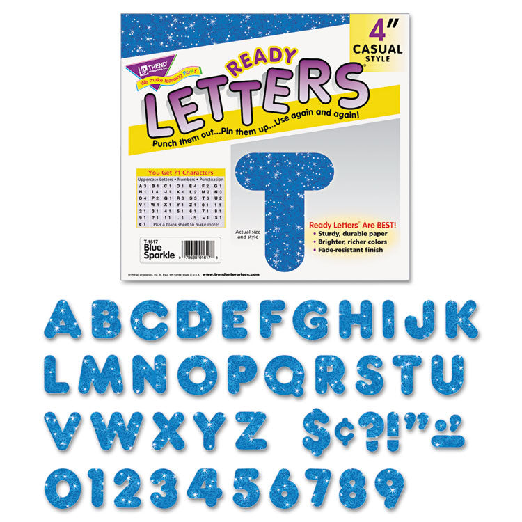 TREND - Ready Letters Sparkles Letter Set, Blue Sparkle, 4"h, 71/Set